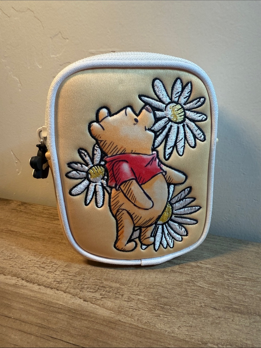 Disney Beige Winnie the Pooh Mini Coin Purse with Daisy Embroidery